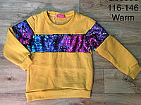 Теплий світшот 116-140 для дівчинки з паєтками Модний дитячий светр батнік