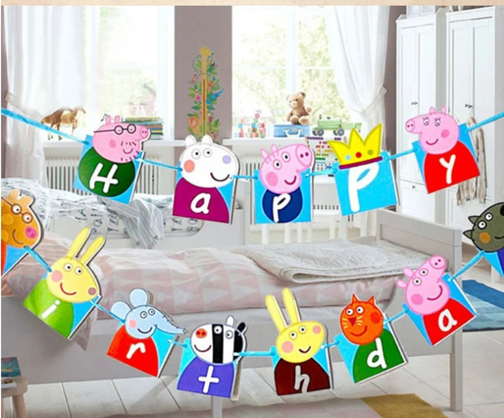 Паперова гірлянда Happy Birthday Свинка Пеппа, 2 метри 1672