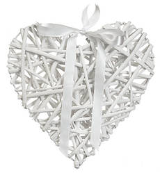 Плетенное серце з лози "Ніжність", d-25 см, колір білий, Польща