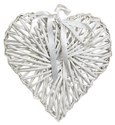 Плетенное серце з лози "Амур", 30*27 см, колір білий, Польща