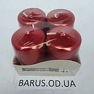 Свічки стовпчики Bispol перламутр Червоні 1/4 шт 60*40 мм, фото 2
