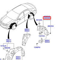 Подкрылок задний правый (задняя часть) Hyundai Sonata '10-14 OE 868223S000