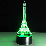 1 Світильник — 16 кольорів світла! 3D лампа Ейфелева Вежа, з пультом керування. 3D світильники нічники, фото 3