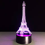 1 Світильник — 16 кольорів світла! 3D лампа Ейфелева Вежа, з пультом керування. 3D світильники нічники, фото 6