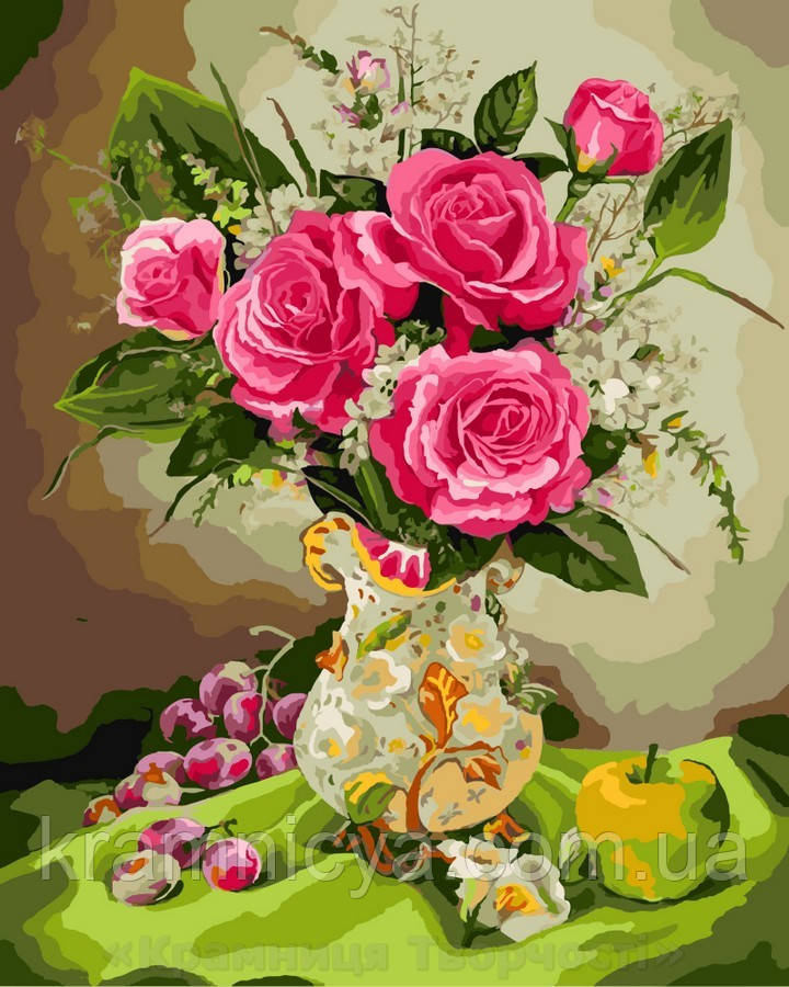 Картина по номерам 40x50 Розы и виноград, Rainbow Art (GX8256) - фото 1 - id-p1102519329