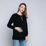 Світшот кофта для вагітних і светр-годувальниць Чорний зі зручним секретом, для доступу до грудей S M L ХЛ, фото 3