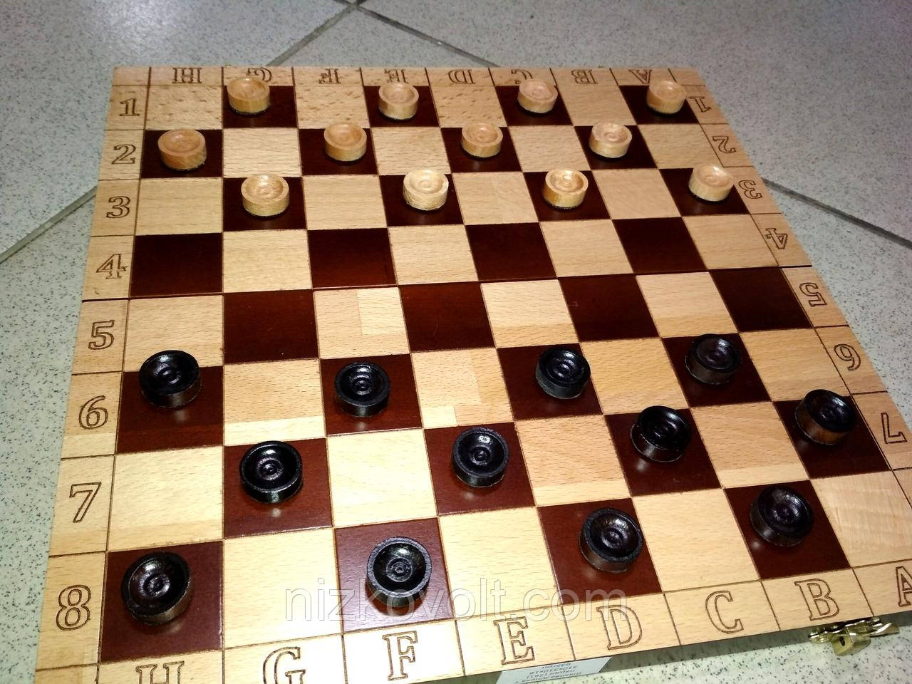 Дерев'яні Шашки, нарди 2 в 1 (310х310х18 мм)