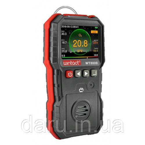 Вимірювач концентрації кисню O2 Wintact WT8800 (0-30%; 0,1 %; ± 5 %) Пам'ять 120 тис вимірювань, фото 1