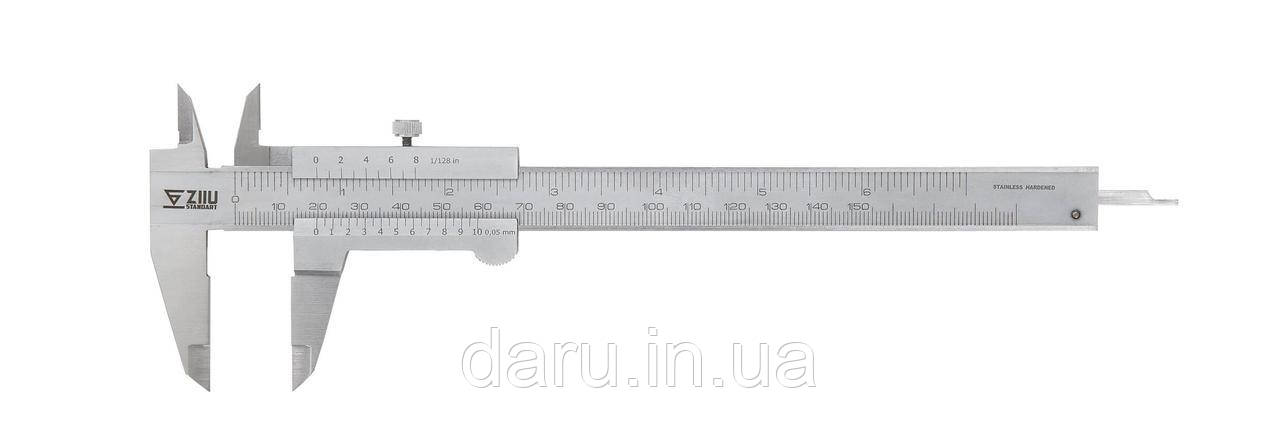 Штангенциркуль ZIIU мод.150 (0-100мм/0.05 мм) металевий двосторонній з глибиноміром 0150 6 001011 Болгарія