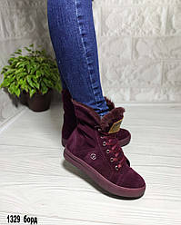 Теплі зимові бордові черевики на шнурку. Тільки 36 р-р 23см