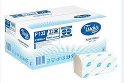 Рушники паперові, Z-обр. білі, 160 штук, Tisha Papier