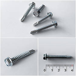Болт зі свердлом, оцинкований, шестигранна головка, 5.5 x 38 мм