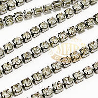 Стразовий ланцюжок Crystal, темний метал, ss10 (2,8 mm), 1 м