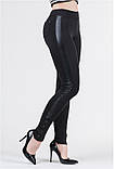 Лосини зі шкіряною вставкою Чорні жіночі легінси з дайвінгу прикрашені ґудзиками VS 737, фото 2