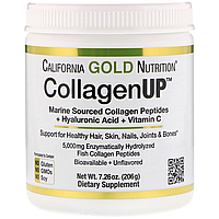 Коллаген UP 5000,Collagen Peptides,California Gold Nutrition, морской с гиалуроновой кислотой, 206 грамм