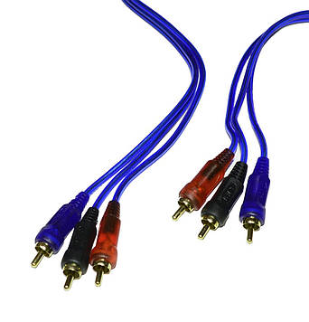 Шнур 3шт.RCA - 3шт.RCA прозоро-синій 3+3+3мм 5-0020 3.0м