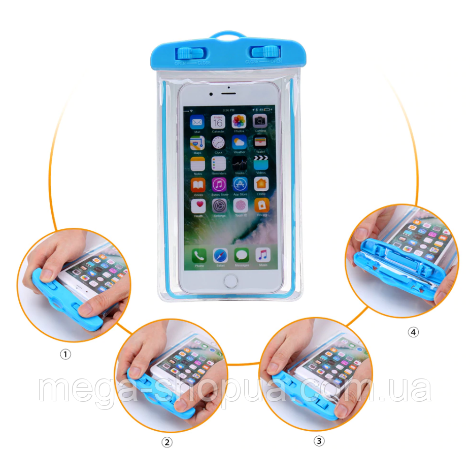 Універсальний водонепроникний захисний чохол для телефону, смартфону, айфону, iphone, документів, ключів E2W - фото 1 - id-p1102696302