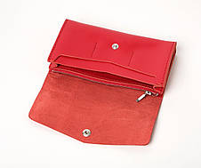 Велике жіноче шкіряне портмоне з замком Proza червоне міні клатч ручної роботи з натуральної шкіри, фото 2