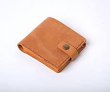 Шкіряний жіночий гаманець ручної роботи з кишенею для копійок і карток рудий пісочний Gazda, фото 2
