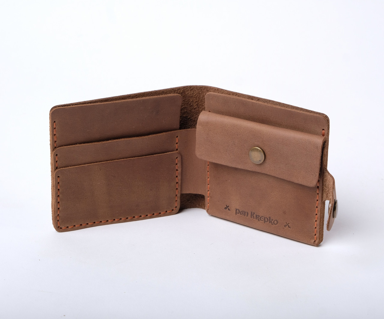 Шкіряний жіночий гаманець ручної роботи з кишенею для копійок і карток оливковий Gazda