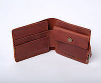 Кожаный женский кошелек ручной работы с карманом для монет и карточек янтарный Gazda коричневый