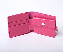 Шкіряний жіночий гаманець ручної роботи з кишенею для карток малиновий Gazda