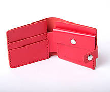Шкіряний жіночий гаманець ручної роботи з кишенею для копійок і карток червоний Gazda