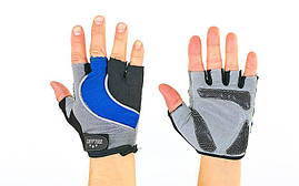 Велорукавиці з відкритими пальцями Zelart ZG-6118 Синій, L