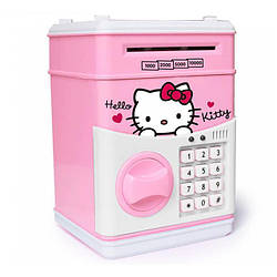 Копилка дитячий сейф із купюроприймачем Hello Kitty рожева