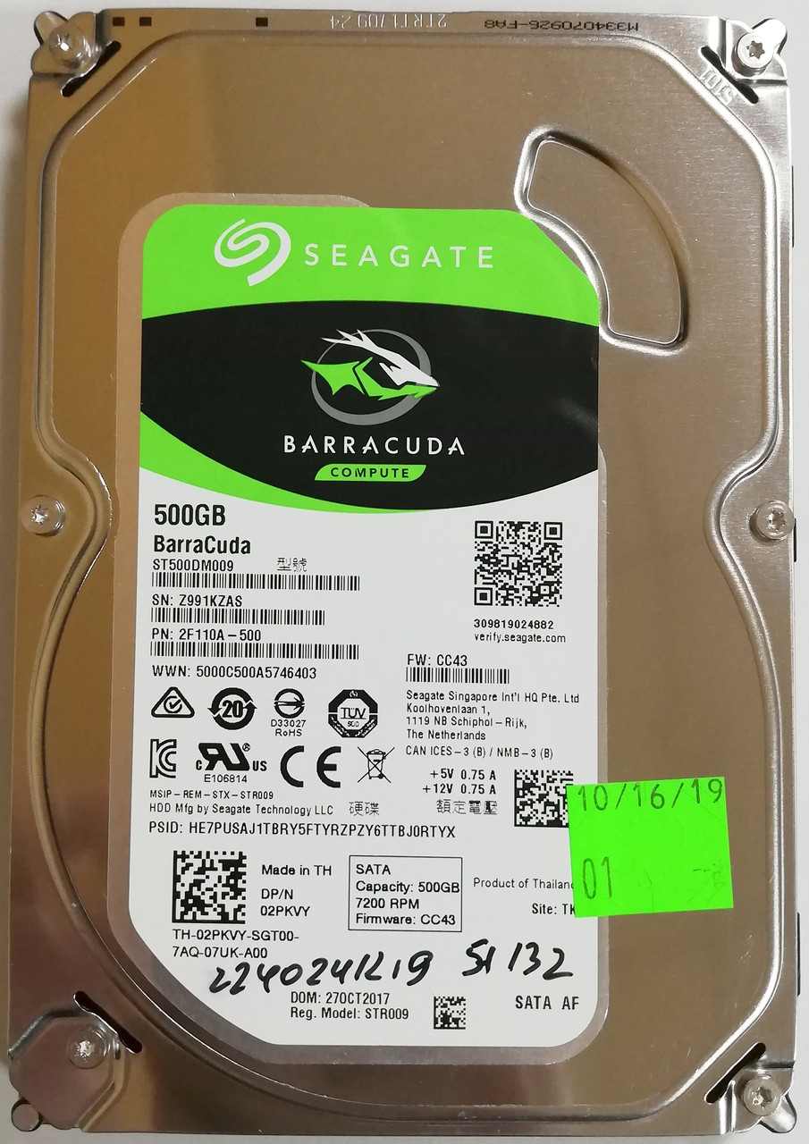 Жорсткий диск для комп'ютера 500GB Seagate Barracuda 3.5" 32MB 7200rpm 6Gb/s (ST500DM009) SATA-III Б/В