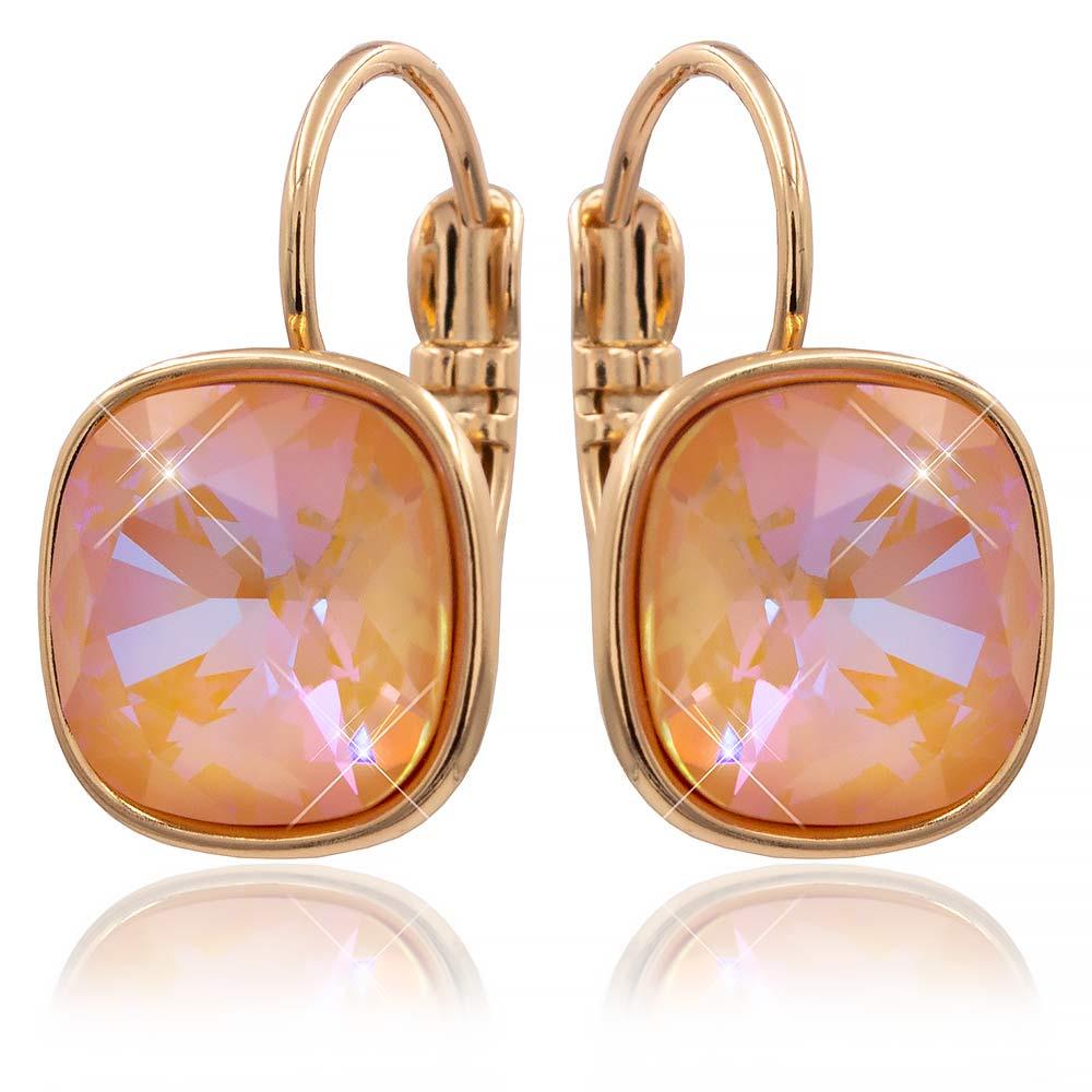 Сережки Swarovski лимонна позолота (Медицинське золото) , фото 1