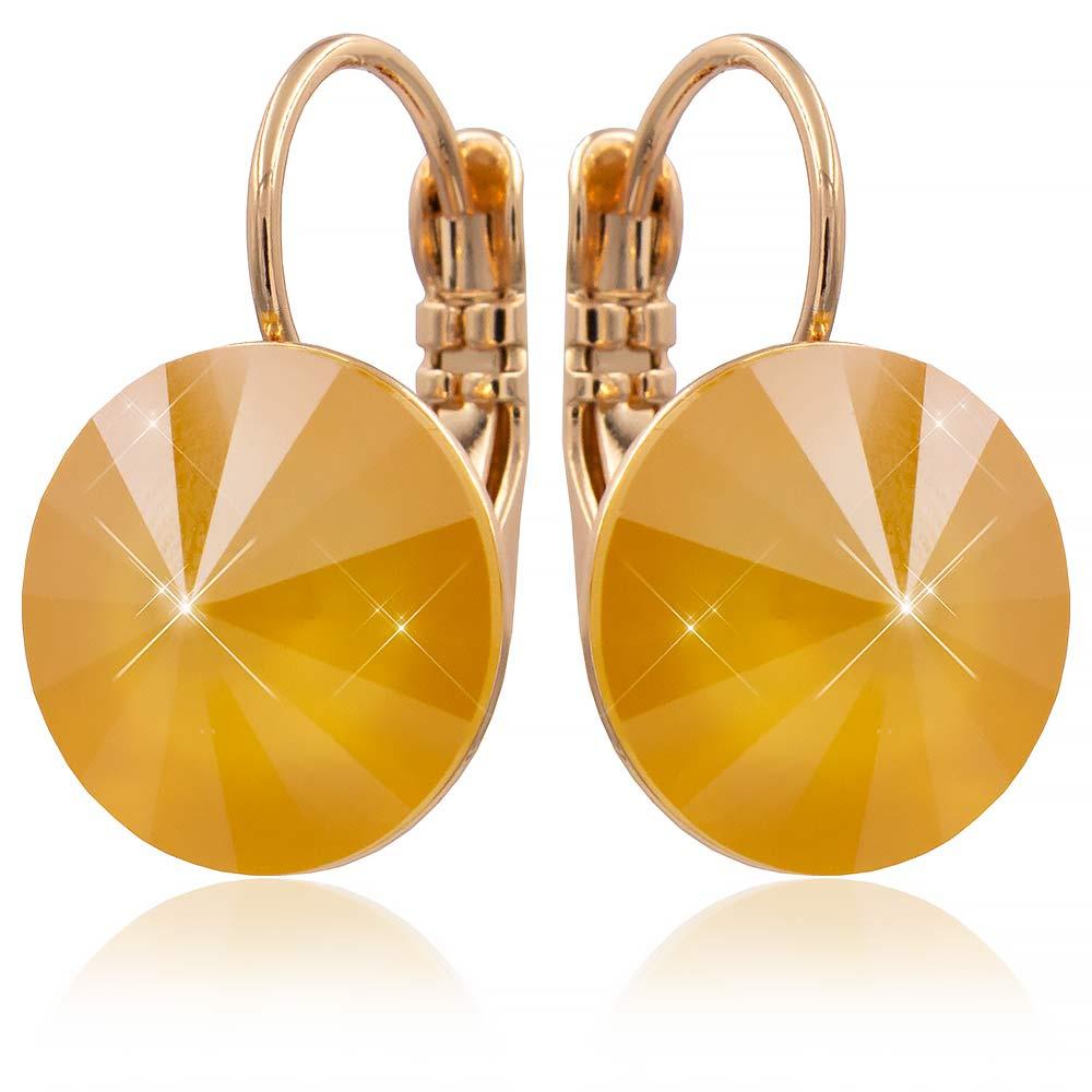 Сережки Swarovski лимонна позолота (Медицинське золото)