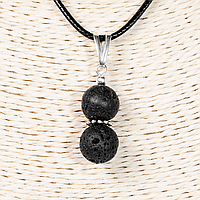 Кулон з вулканітом (лава), срібло, Ø10 мм, 1214КЛВ