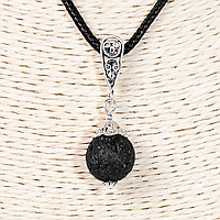 Кулон з вулканітом (лава), срібло, Ø 12 мм, 1215КЛВ