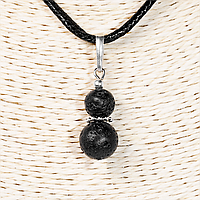 Кулон з вулканітом (лава), срібло, Ø 8 і Ø 10 мм, 1216КЛВ