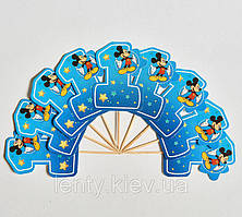 Топпери цифри для капкейків (10 шт в упаковці). 1 рік Міккі Маус