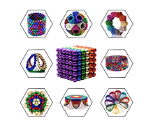 Неокуб NeoCube в боксі 216 кульок 5 мм кольоровий веселка 6 кольорів магнітний конструктор кульки, фото 3