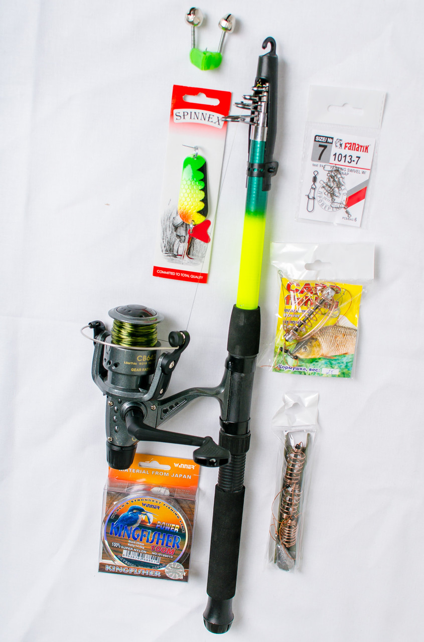 Рибальський набір 8 в 1 Спінінг + котушка Кобра + Подаруночок! Подарункове паковання!, фото 1
