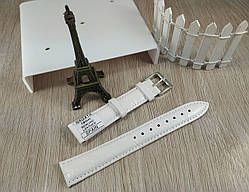Шкіряний ремінець для наручних годинників — білий — "Nagata" 18 мм