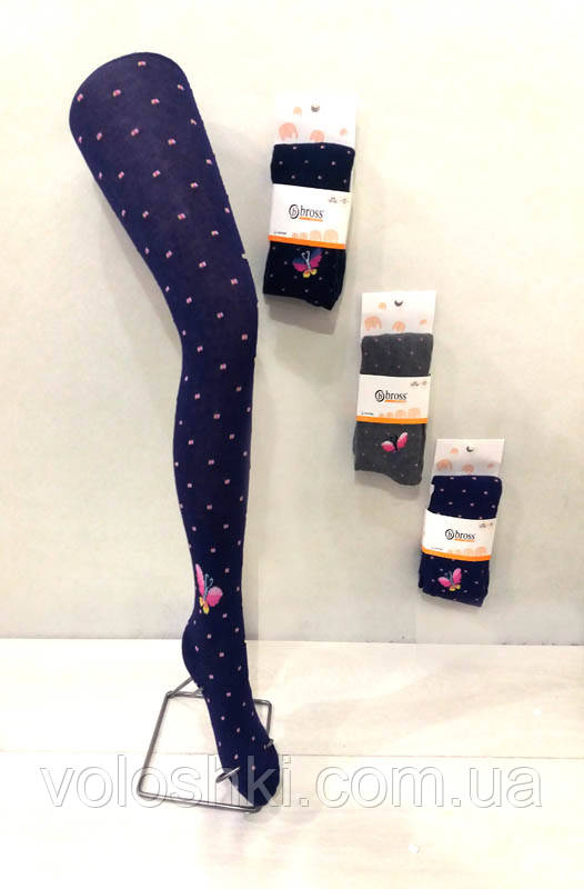 Колготи для дівчинки демісезонні, з малюнком Метелик+крапочки, Bross, фото 1