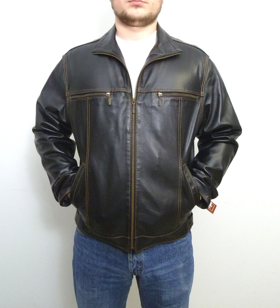 Чоловіча куртка Elegance з натуральної шкіри модель JEANS розмір XXL