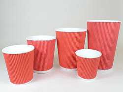 Стакан гофрований Червоний пряма хвиля