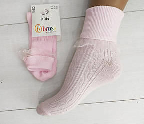 Шкарпетки для дівчинки демісезонні, рюшики, з закотом, Bross (розмір 10-13 років.)