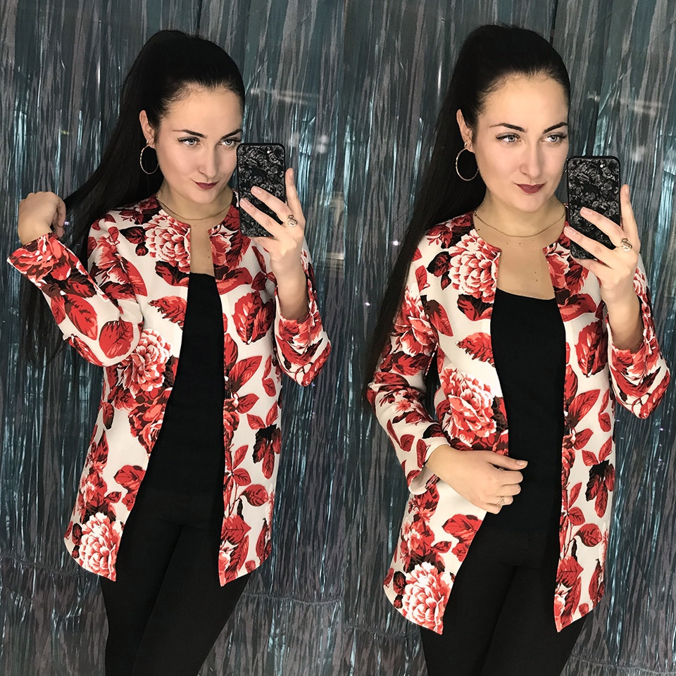 Стильний жіночий кардиган з квітковим принтом, фото 1