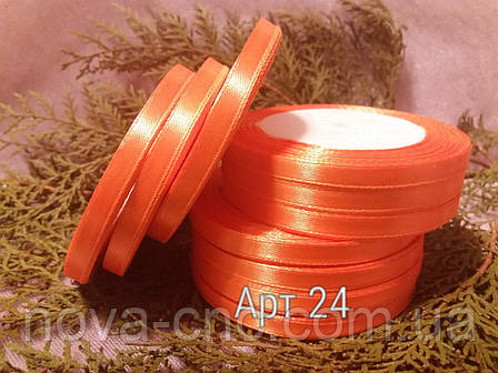 Стрічки атласу жовтогарячий 0,6 мм 23 м Паковання 10 бобін, фото 1