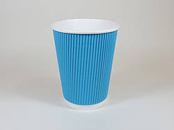Стакан гофрований 400(350 Євро) мл 25 шт/уп (1ящ/24уп) Бірюзові кр90