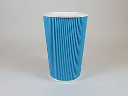 Стакан гофрований 500 мл 25 шт/уп (1ящ/24уп) Бірюзові кр 90