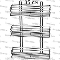 Пряма поличка для ванної кімнати 35 см триярусна три контури