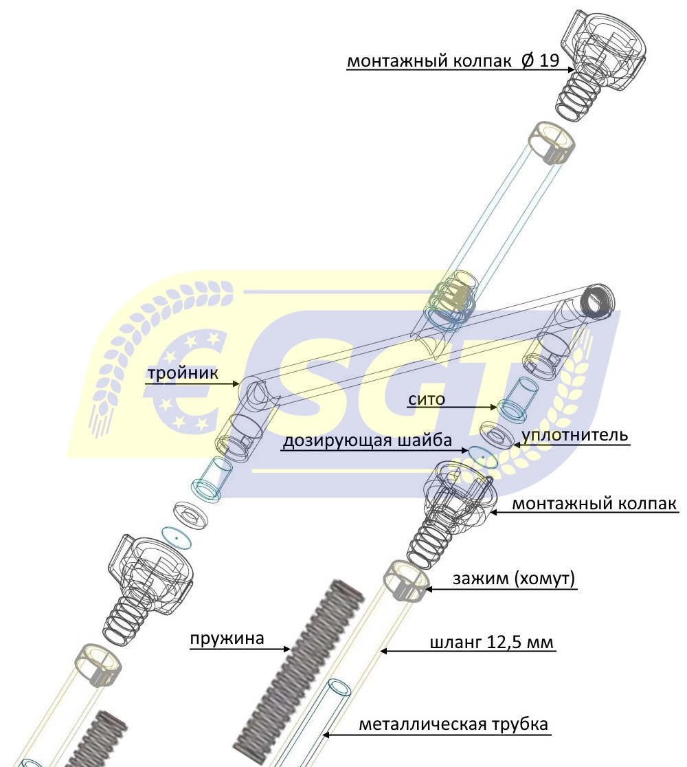 Двойной шланг для внесения КАС (колпак d19 mm) - фото 3 - id-p251521922