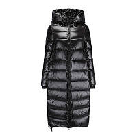Женское пальто-пуховик теплое зимнее стеганое, черное